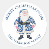 Blue Pink Chinoiserie San Salvatore - der Zuckerhu Runder Aufkleber (Vorderseite)