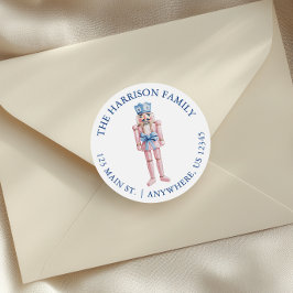 Blue Pink Chinoiserie Toile Nutcracker Adresse Runder Aufkleber