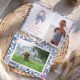 Blue & Pink Chinoiserie Toile Weihnachts Candy Can Feiertagskarte