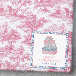 Blue & Pink Chinoiserie Weihnachtsgeschenke Mitteilungskarte