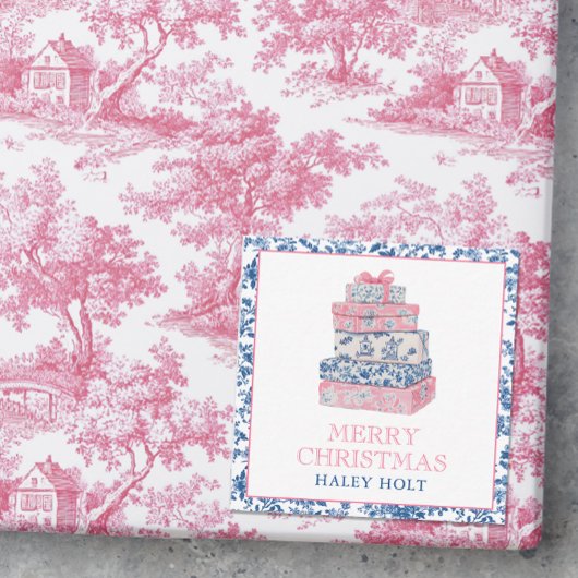 Blue & Pink Chinoiserie Weihnachtsgeschenke Mitteilungskarte