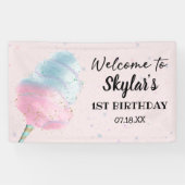Blue Pink Cotton Candy Bronze Gold Glitzer Geburts Banner (Horizontal)