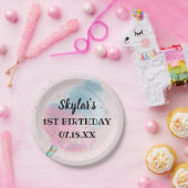 Blue Pink Cotton Candy Bronze Gold Glitzer Geburts Pappteller (Party)