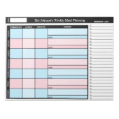 Blue & Pink Custom Weekly Meal Planning Notepad Notizblock (Vorderseite)