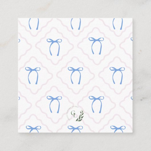 Blue/Pink Dainty Bow 2.5" x 2.5" Enclosure Card Begleitkarte (Rückseite)