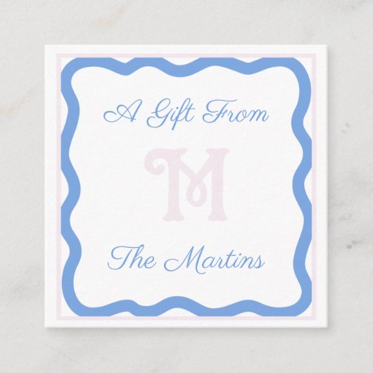 Blue/Pink Dainty Bow 2.5" x 2.5" Enclosure Card Begleitkarte (Vorderseite)