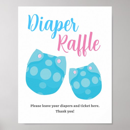 Blue Pink Diaper Raffle Gender Reveal Party Gezeic Poster (Vorne)