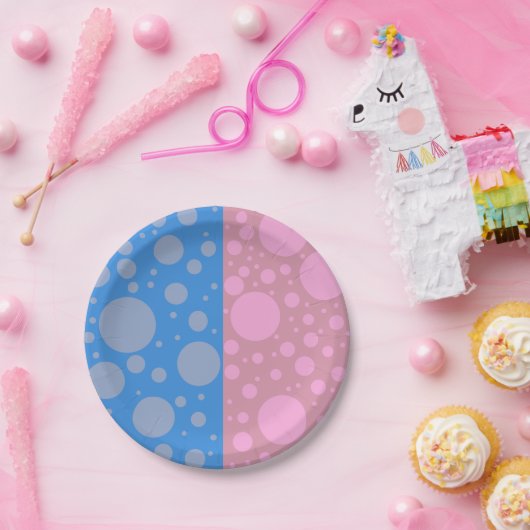 Blue Pink Dots Custom Paper Teller 7 in (Party)