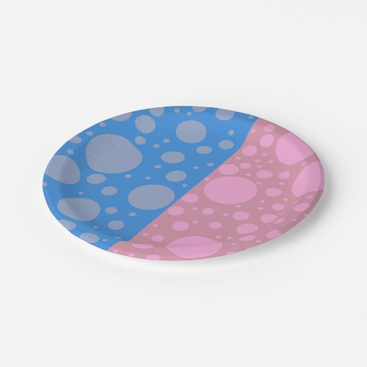 Blue Pink Dots Custom Paper Teller 7 in (Schrägansicht)