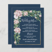 Blue Pink Dusty Rose Gold Wedelkarten (Vorne/Hinten)