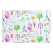 Blue Pink Eiffel Tower Paris Kissenbezug (Rückseite-Links)