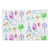 Blue Pink Eiffel Tower Paris Kissenbezug (Rückseite-Rechts)