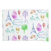 Blue Pink Eiffel Tower Paris Kissenbezug (Vorderseite-Links)