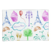 Blue Pink Eiffel Tower Paris Kissenbezug (Vorderseite-Rechts)