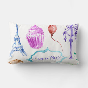 Blue Pink Eiffel Tower Paris Lendenkissen