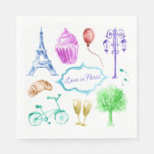 Blue Pink Eiffel Tower Paris Serviette (Vorderseite)
