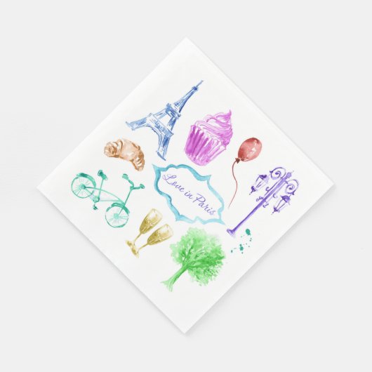 Blue Pink Eiffel Tower Paris Serviette (Ecke)