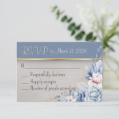 Blue & Pink Elegance Wedding RSVP Karte (Stehend Vorderseite)
