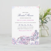 Blue Pink Elegantes Kristallglas Brautparty laden  Einladung (Stehend Vorderseite)