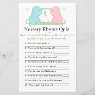 Blue Pink Elephant Kinderzimmer Rhyme Quiz Babydus