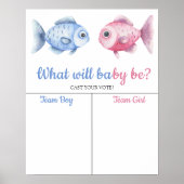 Blue & Pink Fish Gender reveal Boy or Girl chart Poster (Vorne)