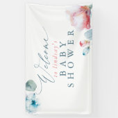 Blue Pink Floral Baby oder Brautparty Willkommen Banner (Vertikal)