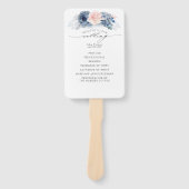 Blue Pink Floral Elegantes Hochzeitsprogramm Fächer (Vorderseite)
