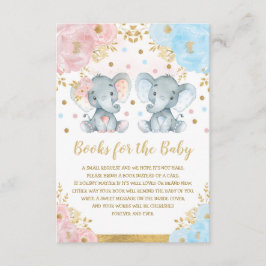 Blue Pink Floral Elephant Twins Bücher für Baby Begleitkarte