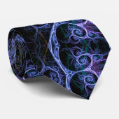 Blue & Pink Floral Fractal Pattern Tie Krawatte (Gerollt)