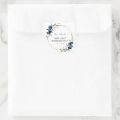 Blue Pink Floral Gold Rentirement Celebration Quadratischer Aufkleber (Tasche)