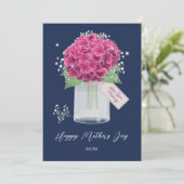Blue Pink Floral Happy Mother Day Karte (Stehend Vorderseite)
