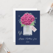 Blue Pink Floral Happy Mother Day Karte (Vorderseite/Rückseite Beispiel)