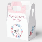 Blue Pink Floral Stork Winter Baby Dusche Geschenkschachtel (Geöffnet)