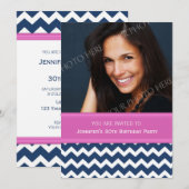 Blue Pink Foto 30. Geburtstag Party Einladungen (Vorne/Hinten)