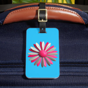 Blue Pink Funky MOD Retro Daisy Blume Mode Gepäckanhänger