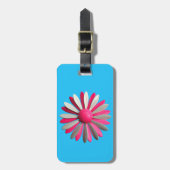 Blue Pink Funky MOD Retro Daisy Blume Mode Gepäckanhänger (Vorderseite vertikal)