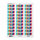 Blue & Pink Gefärbte Krawatte Return Address Label (Vorne)