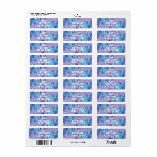Blue & Pink Gefärbte Krawatte Return Address Label (Vorne)