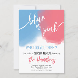 Blue & Pink Gender Reveal Baby Shower Einladung
