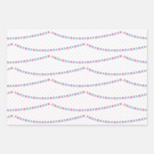 Blue Pink Gender Reveal Packaging Paper Sheets Geschenkpapier Set (Vorderseite 3)