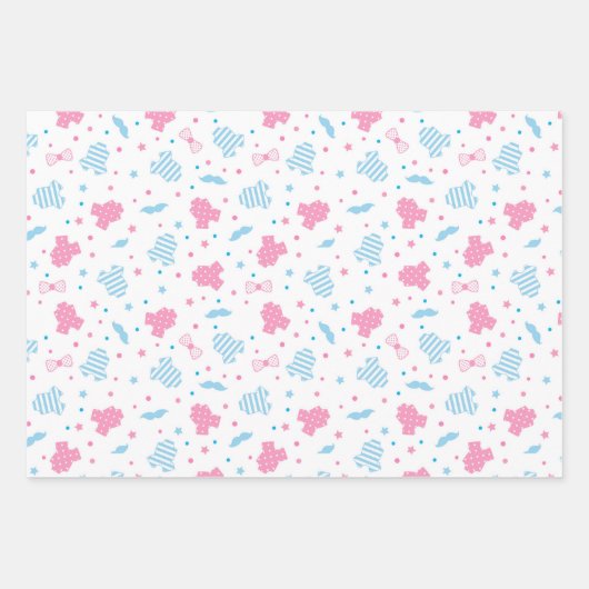 Blue Pink Gender Reveal Packaging Paper Sheets Geschenkpapier Set (Vorderseite 3)
