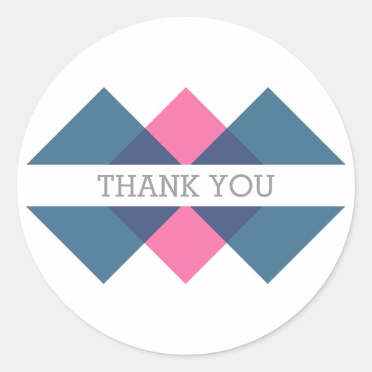 Blue Pink Geometric Triad Danke Stickers (Vorderseite)