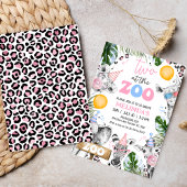 Blue Pink Gezeichnet Safari Two Der Zoo 2. Geburts Einladung