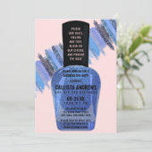 Blue Pink Glitzer Nail Polnischer Wellness-Center  Einladung (Stehend Vorderseite)