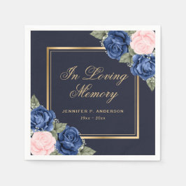 Blue Pink Gold Aquarell Beerdigung Gedenkstätte Serviette