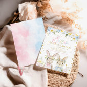 Blue Pink Gold Floral Ostereier Jagd & Brunch Einladung