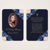 Blue Pink Gold Gedenkkarte Beerdigung (Vorne & Hinten)