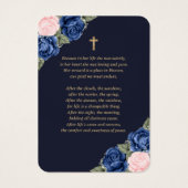 Blue Pink Gold Gedenkkarte Beerdigung (Rückseite)