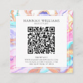 Blue Pink Gold Glitzer QR Code Haarstylle Quadratische Visitenkarte (Rückseite)