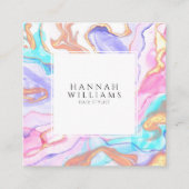 Blue Pink Gold Glitzer QR Code Haarstylle Quadratische Visitenkarte (Vorderseite)